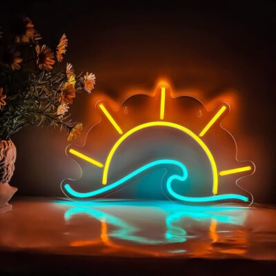 تابلو نئون فلکسی طرح خورشید و دریا - کد NEON125-تابلو سازی رضا(پس کرایه)