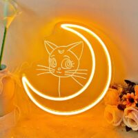تابلو نئون فلکسی طرح ماه و گربه - کد NEON126 -تابلو سازی رضا(پس کرایه)