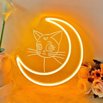 تابلو نئون فلکسی طرح ماه و گربه - کد NEON126 -تابلو سازی رضا(پس کرایه)