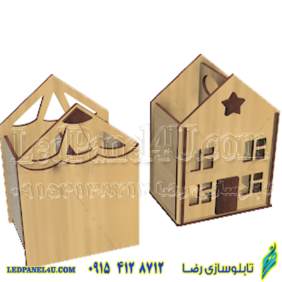 جامدادی رومیزی مدل چوبی پک دو عددی طرح خونه و طرح مداد کد 409 -تابلو سازی رضا (پس کرایه)